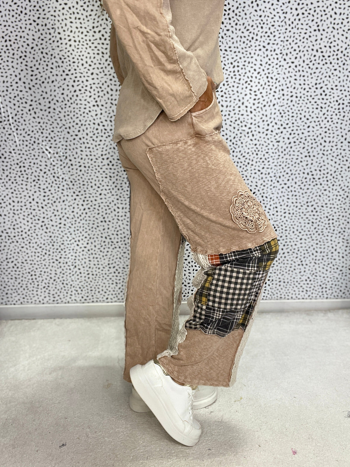 Tell You All Patched Doily Pants In 2 Colors