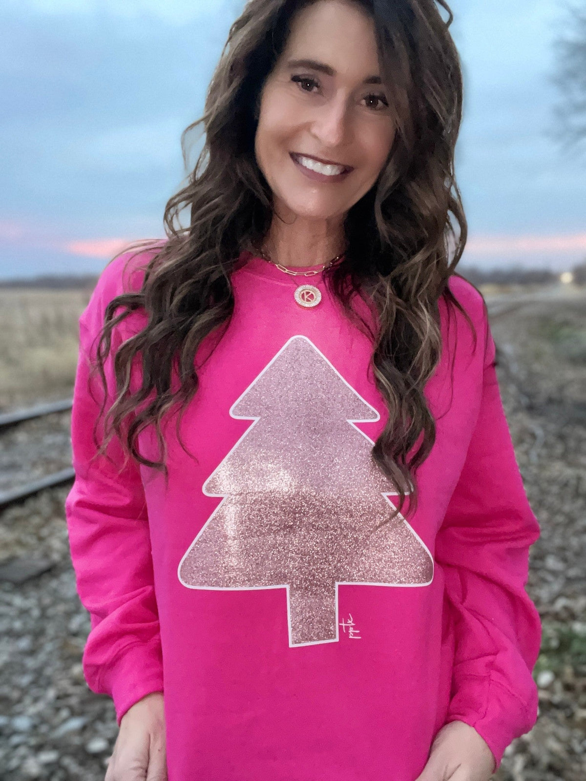 Pink Glitter Tree Sweatshirt *Final Sale*