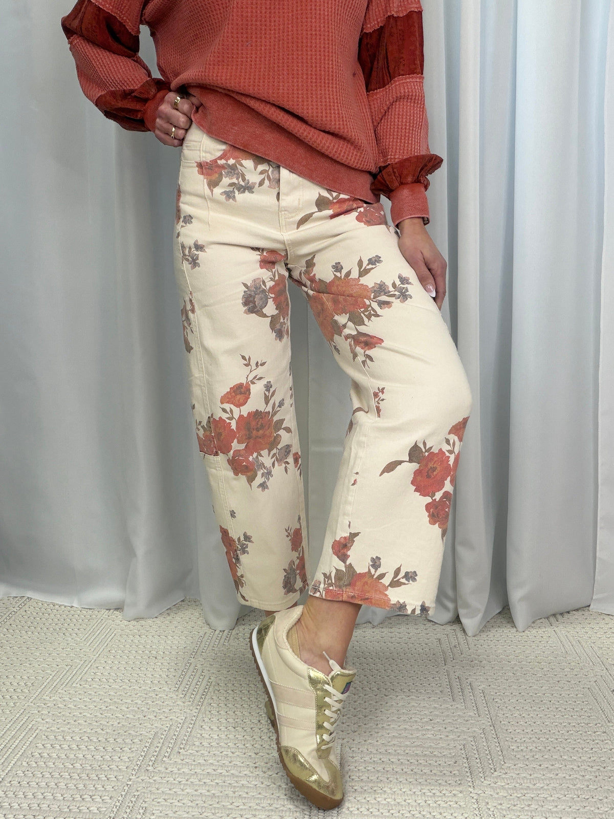 Autumn Bloom Straight-Leg Pants