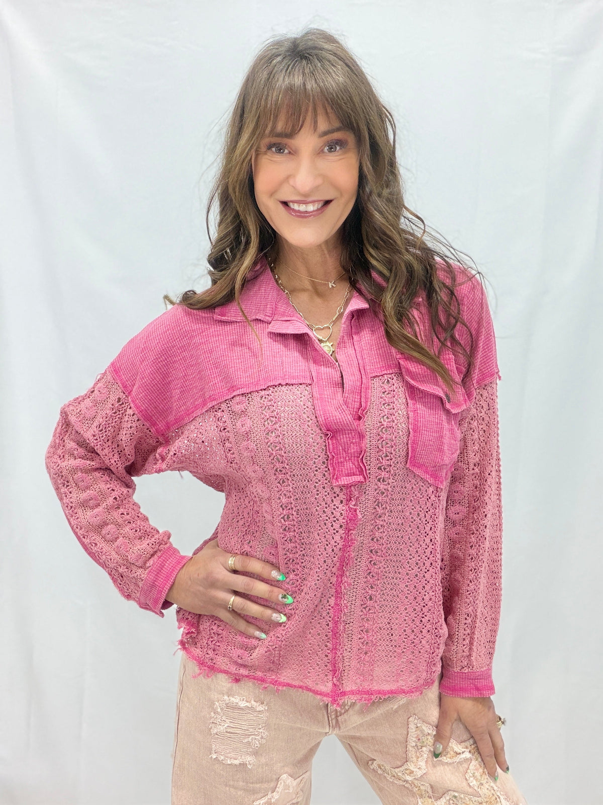 Pol The Rowan Lace Panel Top in 3 Colors