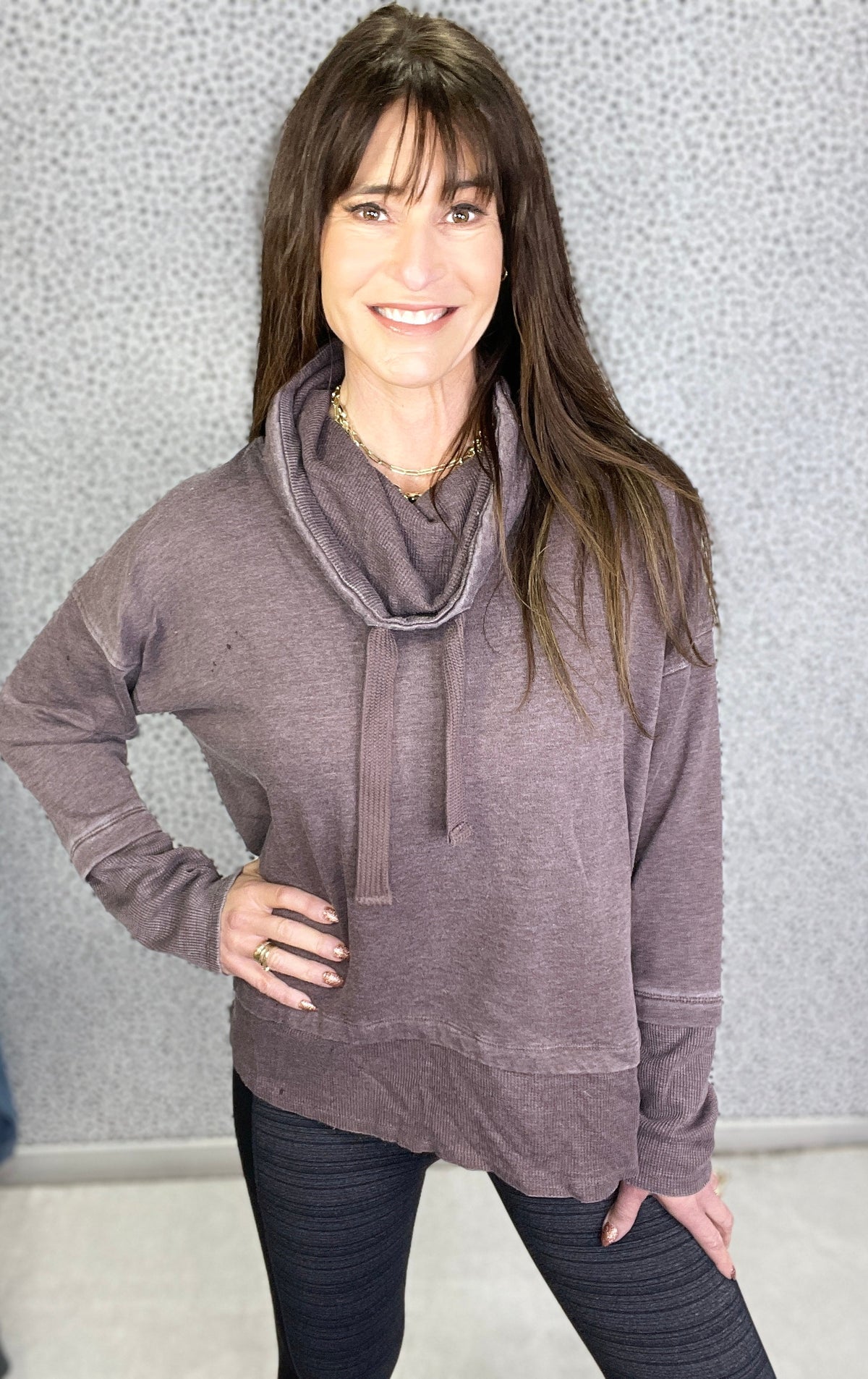 Curvy Always There For You Drawstring Pullover In Plum *Final Sale*