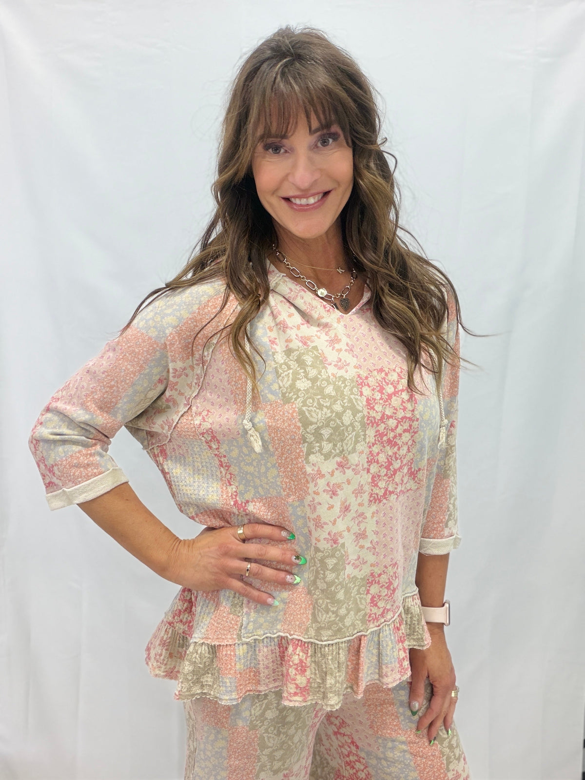 I Run Away Patchwork Print Top In 3 Colors