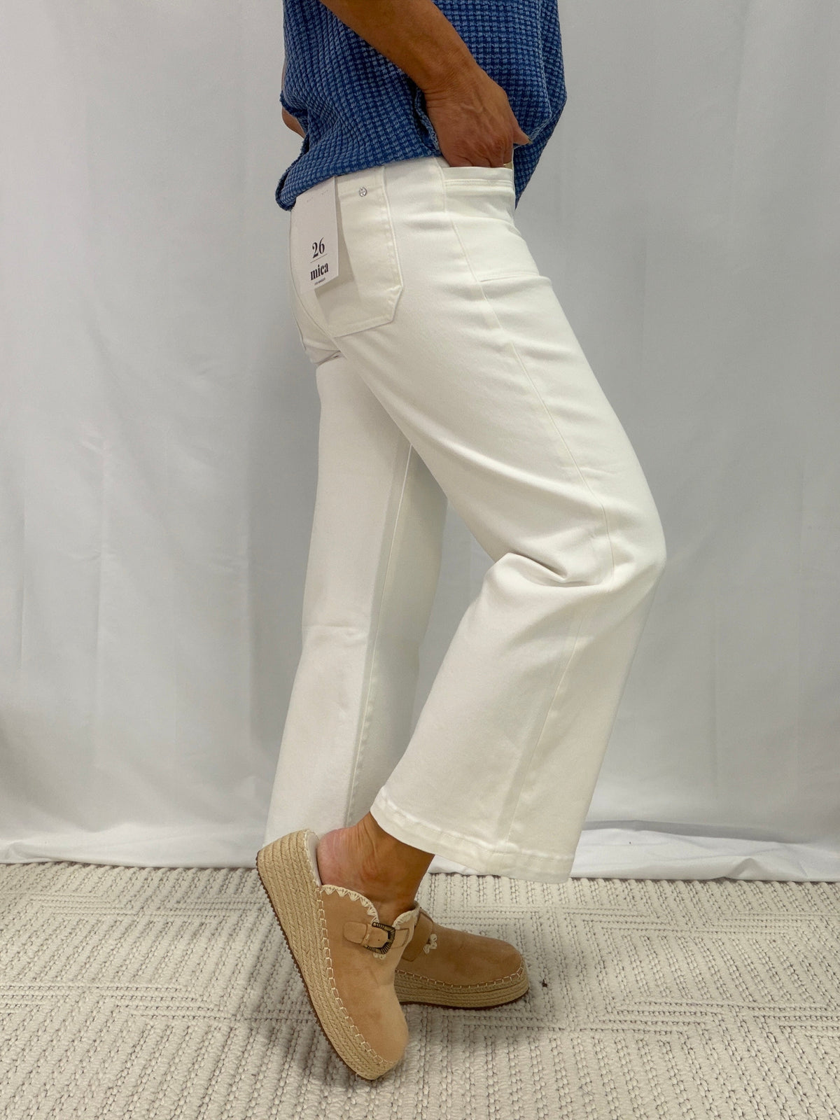 Mica Super High Wide Cropped Utility Jeans 539 In Milk *Final Sale*