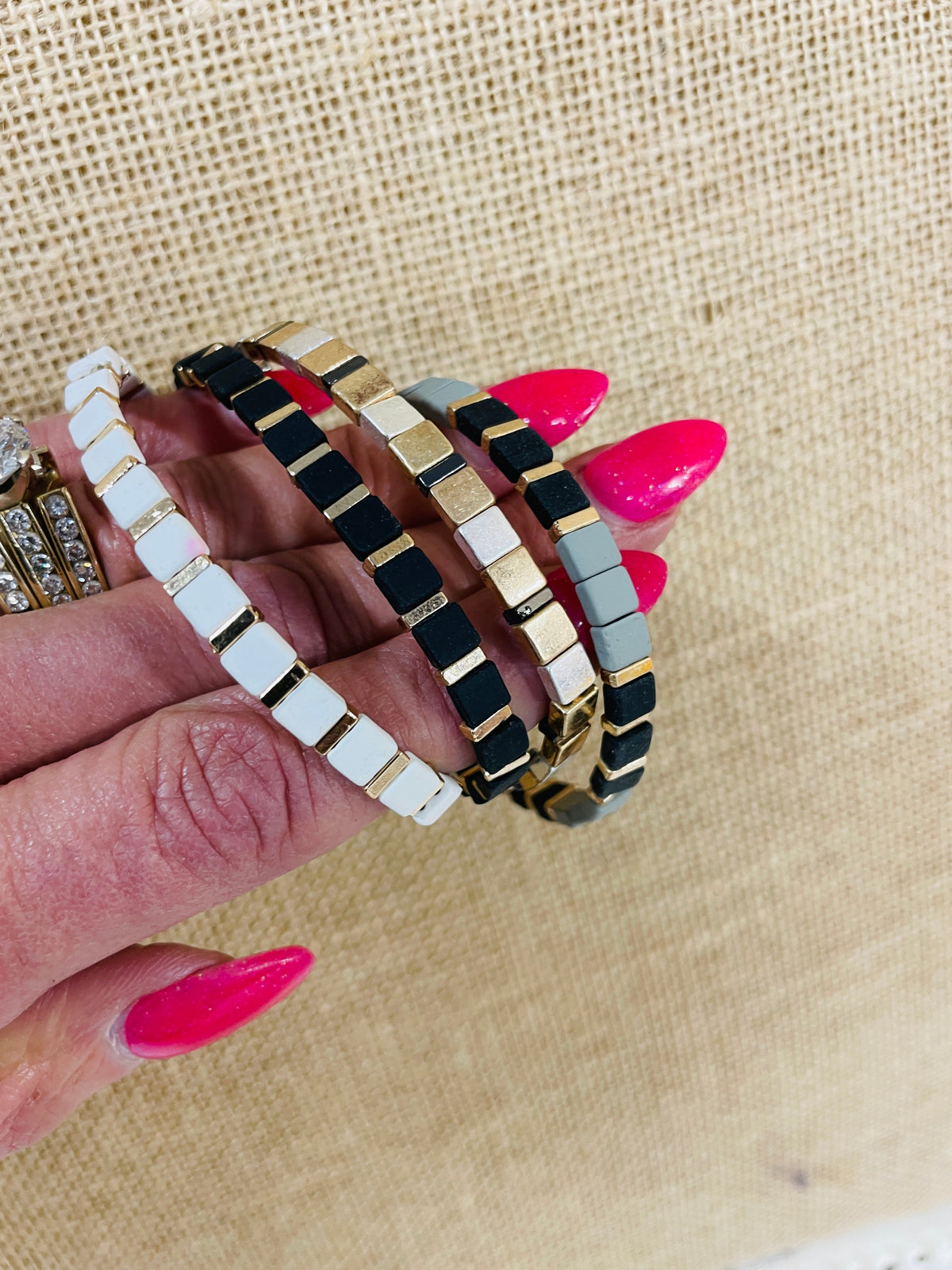 Mini Block Stretch Bracelets 4 Colors