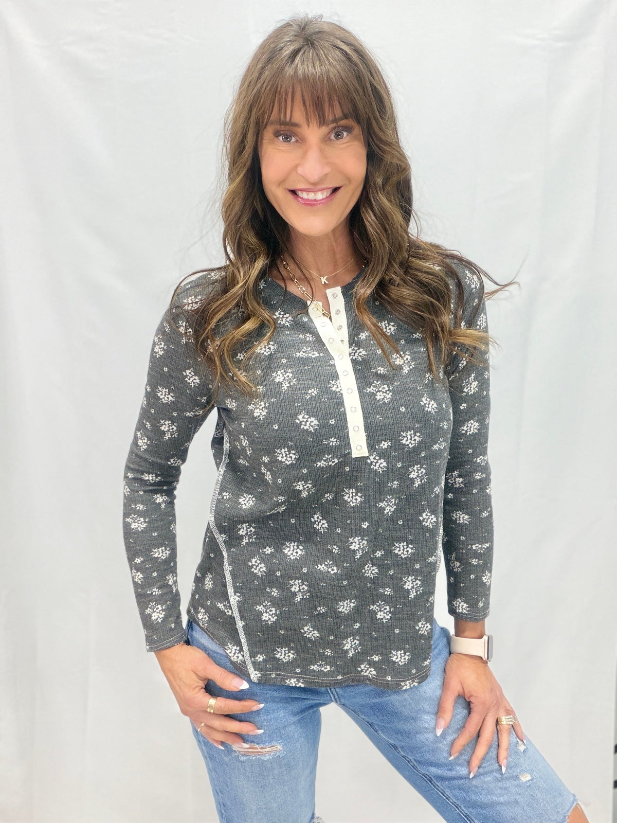 Wildflower Button Long Sleeve Top *Final Sale*