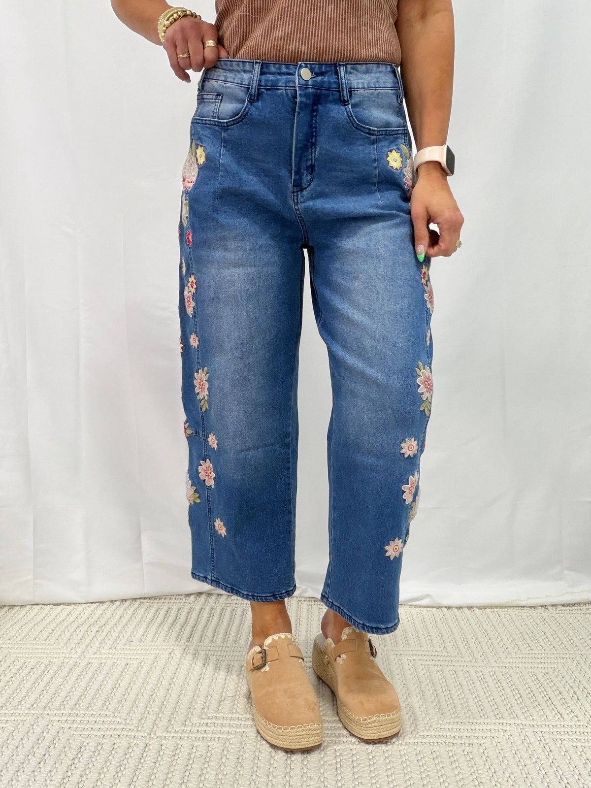 Bloom & Stroll Embroidered Denim Jeans
