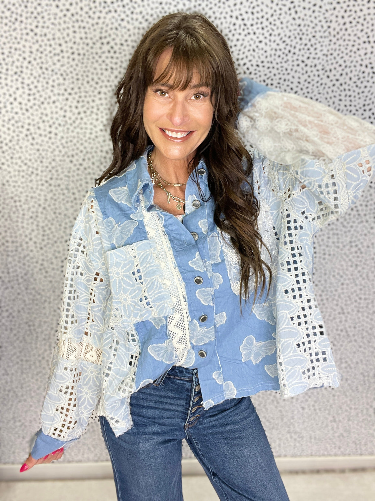 POL Waiting To Play Crochet Long Sleeve Top In 2 Colors
