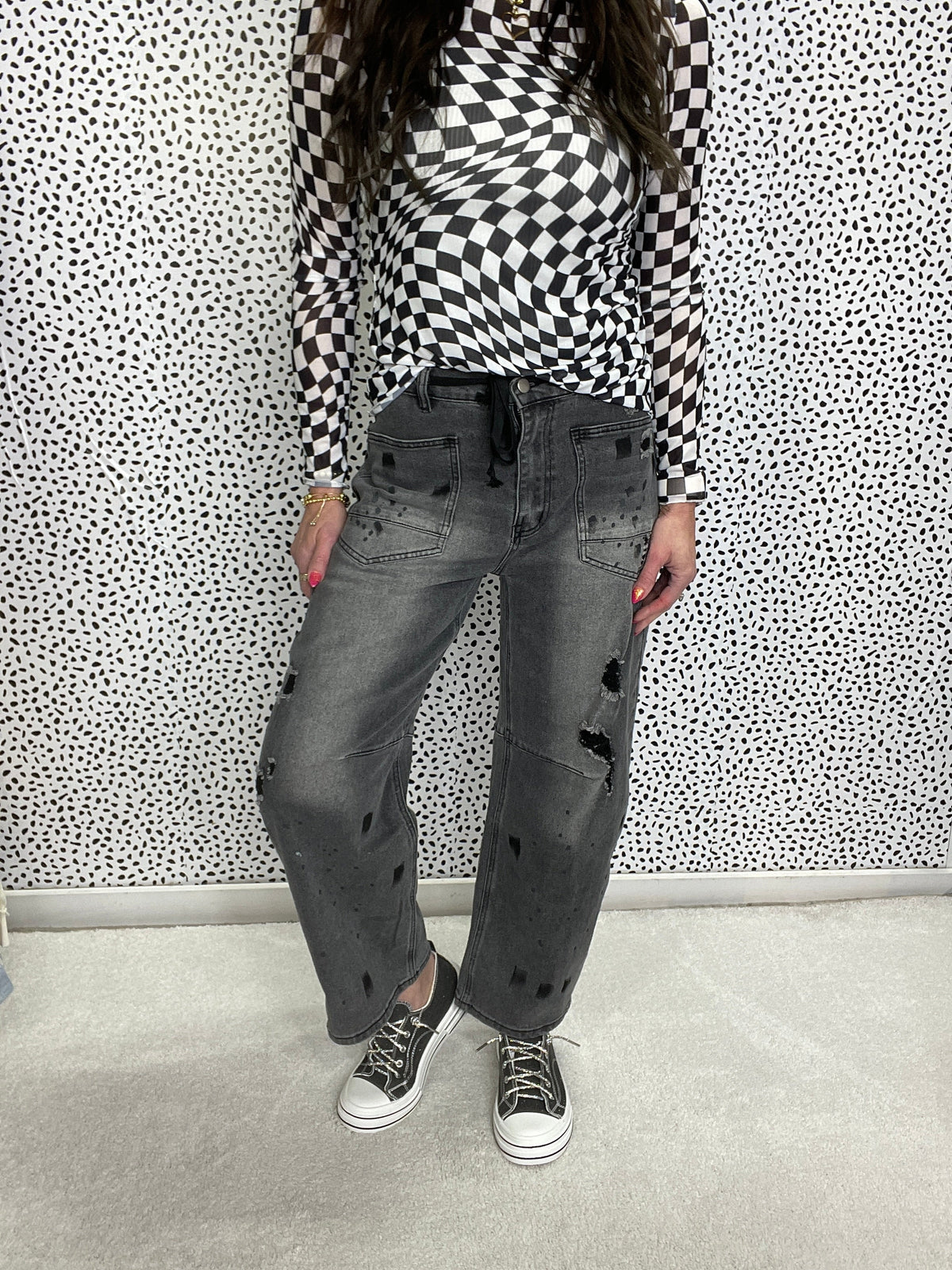 Lainey Washed Distressed Barrel Jeans 693 In 3 Colors