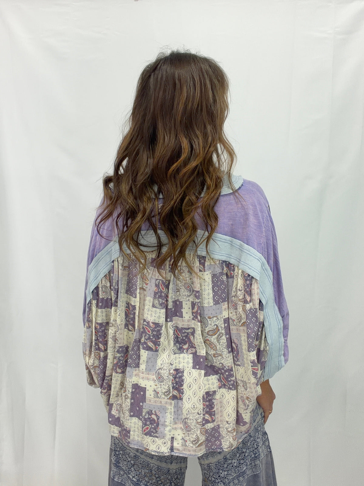 Oli & Hali Late One Night Crossed Patchwork Top In 2 Colors