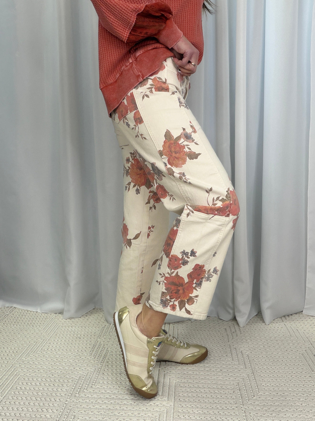 Autumn Bloom Straight-Leg Pants