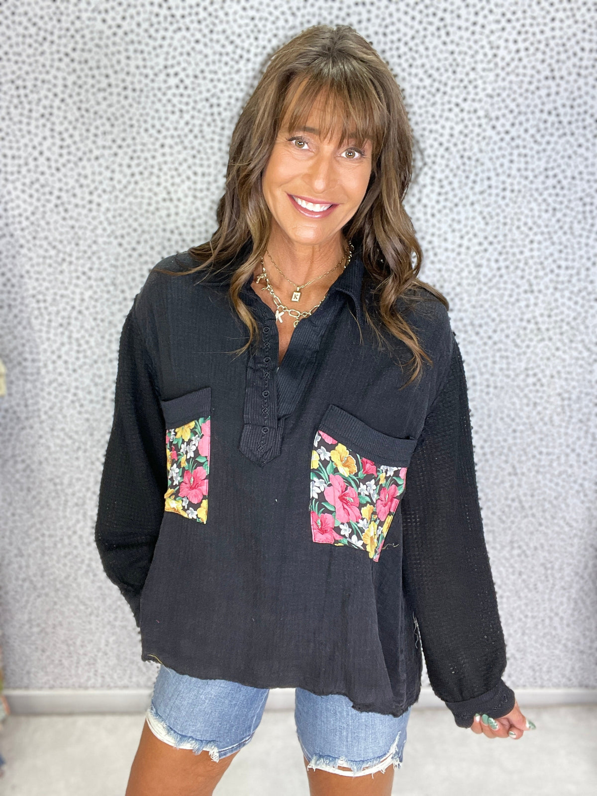Pol Balloon Sleeve Relaxed Fit Top