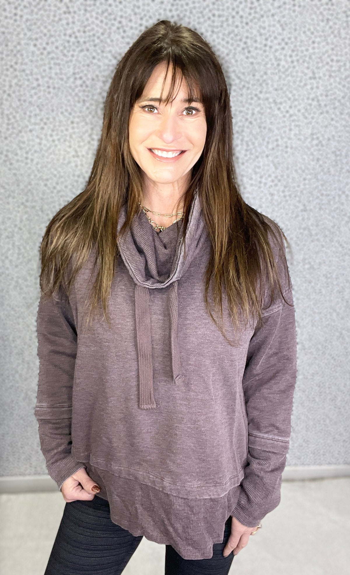 Curvy Always There For You Drawstring Pullover In Plum *Final Sale*