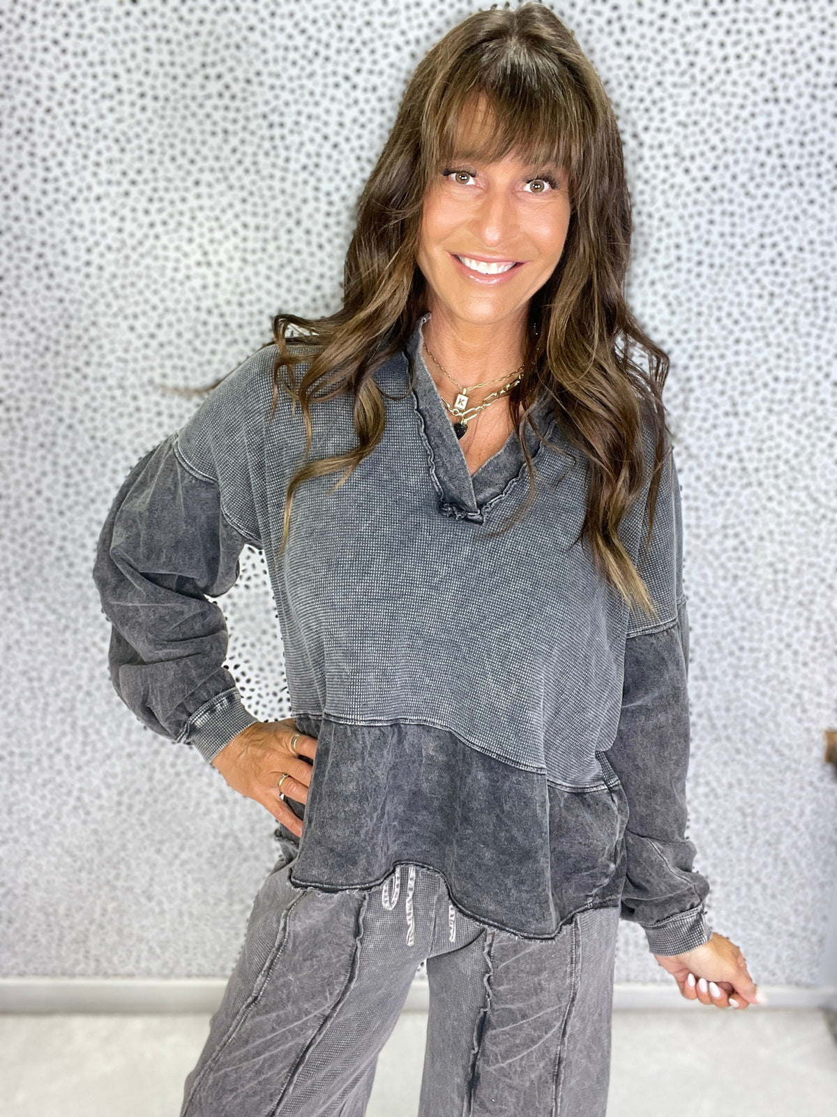 Mineral Washed V Neck, Dolman Sleeve Top in 2 Colors *Final Sale*
