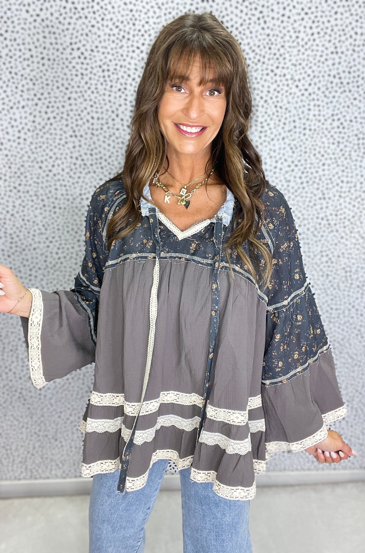 POL Blossom Trail Peasant Top In 2 Colors *Final Sale*