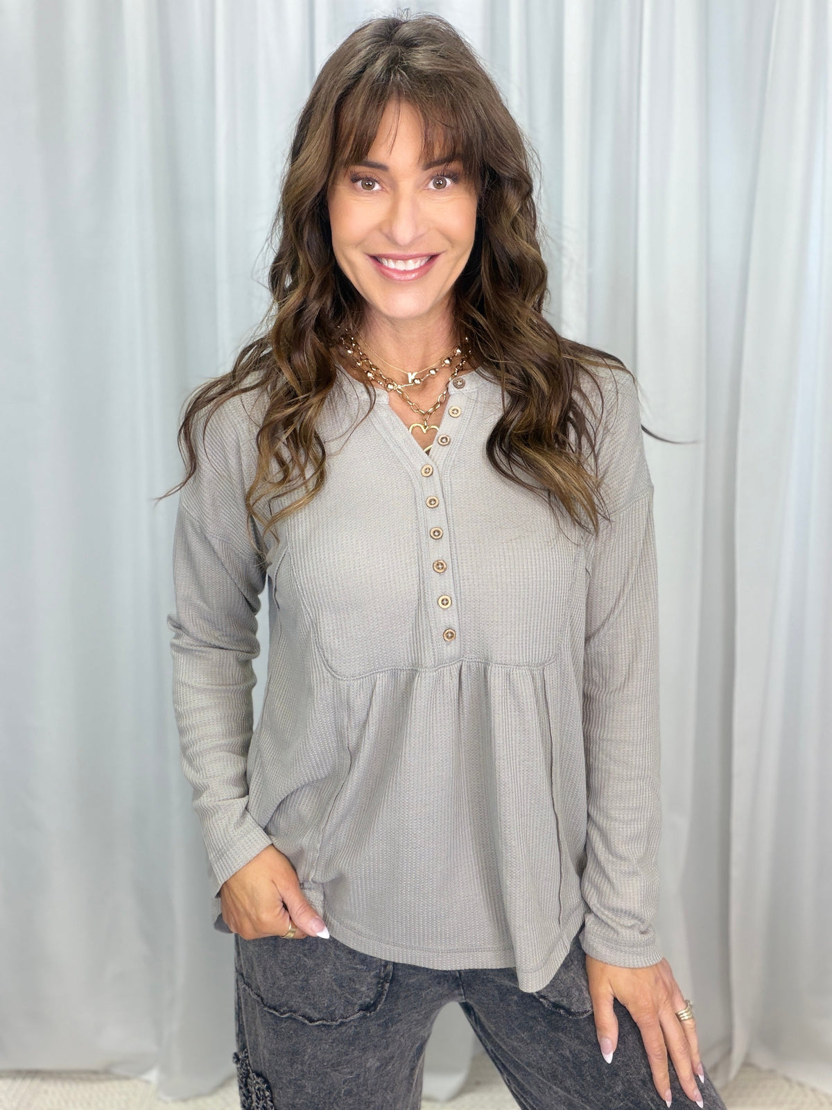 Henley Button Front Casual Days Top In Multiple Colors *Final Sale*