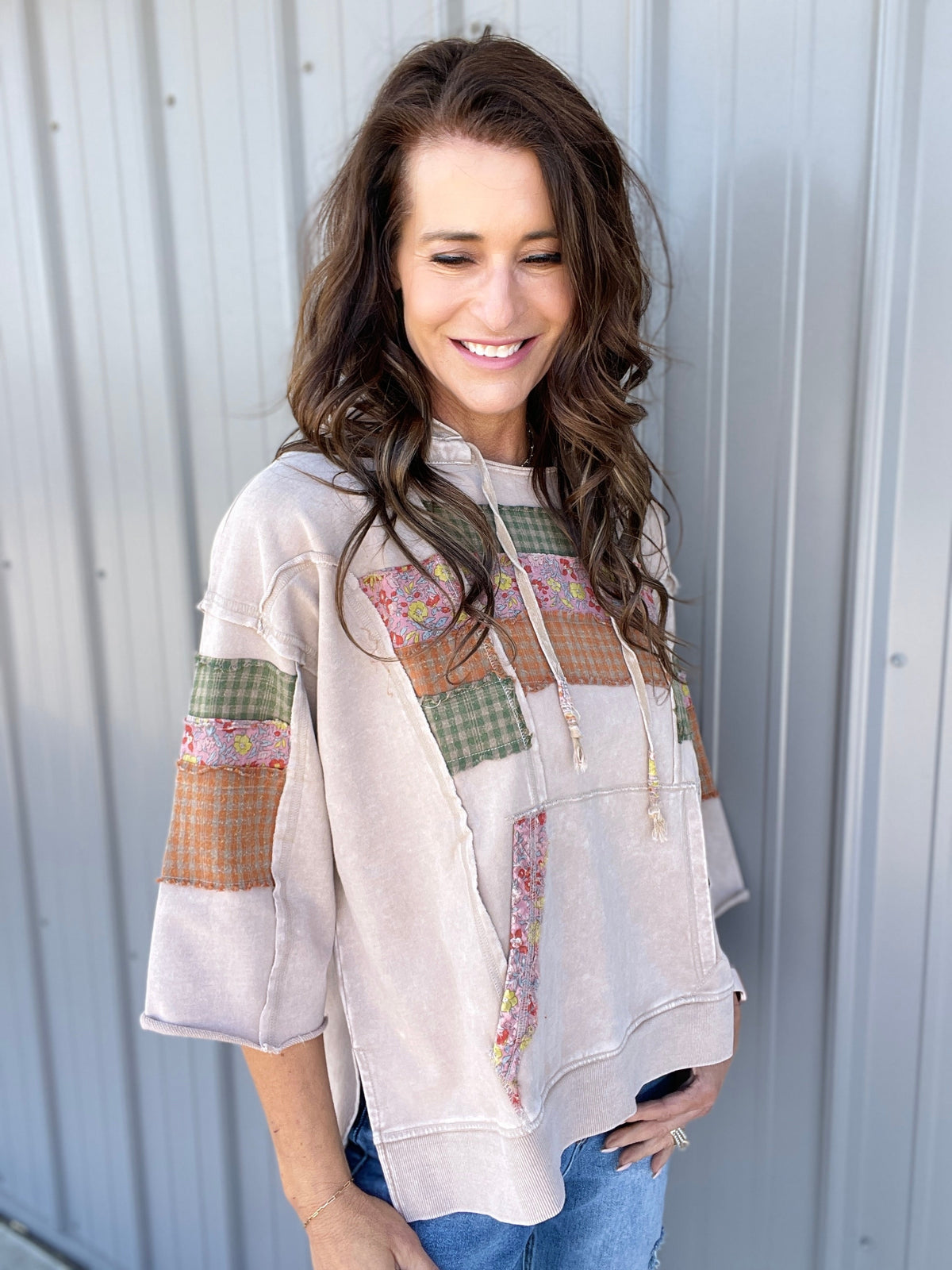 See The Truth Print Mix Hoodie In 5 Colors: Mocha, Green, Orange, Taupe, Ecru *Final Sale*