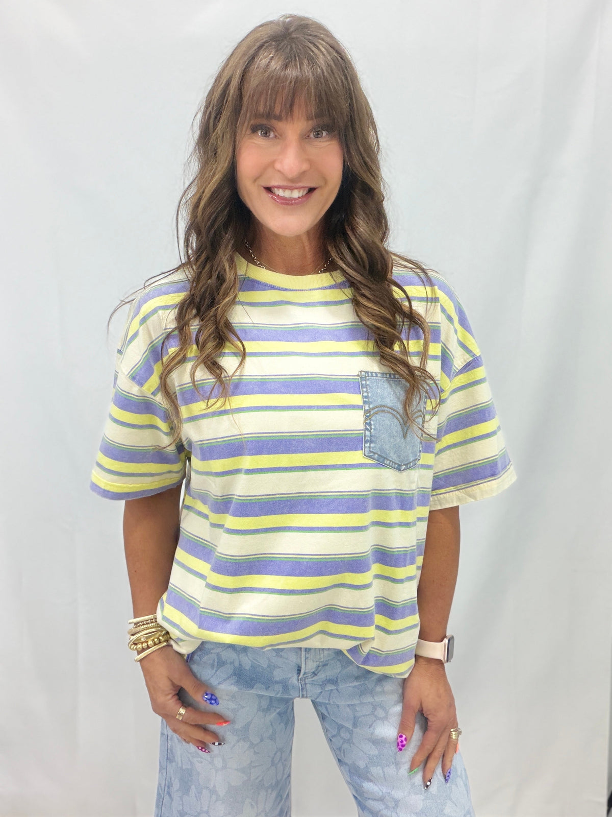 Wander Around Striped Easy Fit Top In 2 Colors