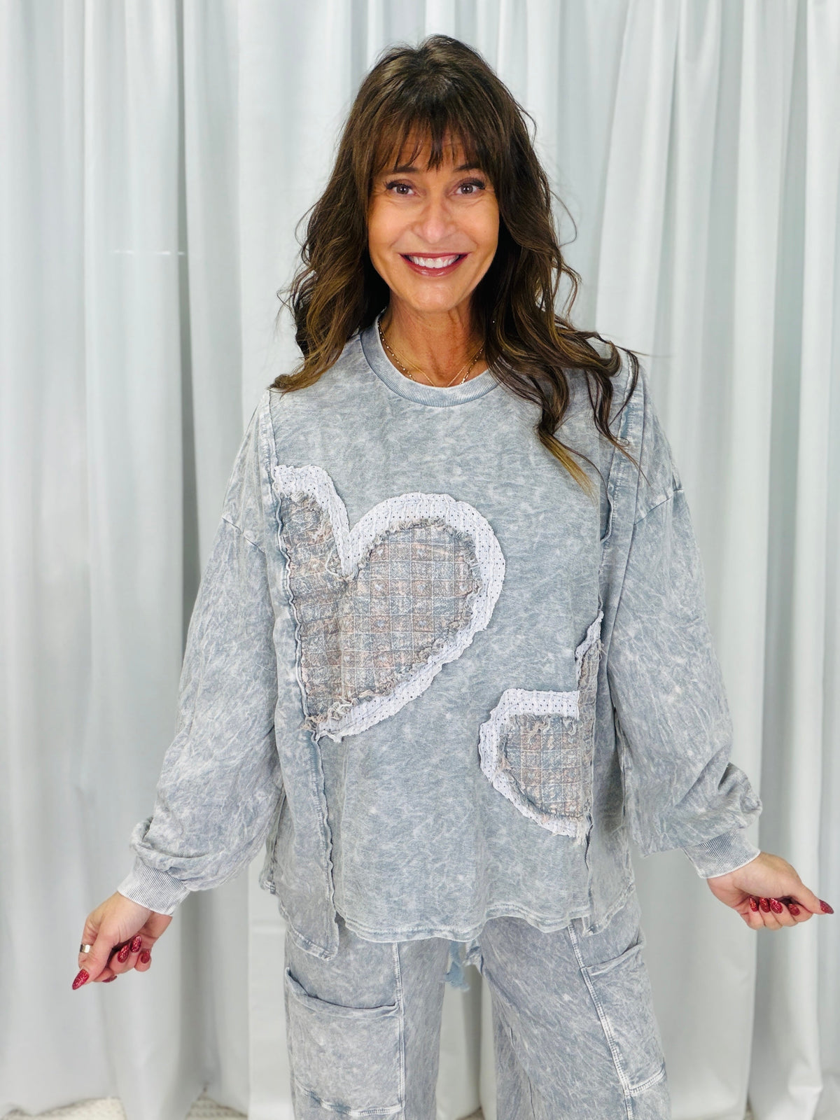 Day With You Mineral Washed Heart Sweatshirt In 3 Colors *Final Sale*