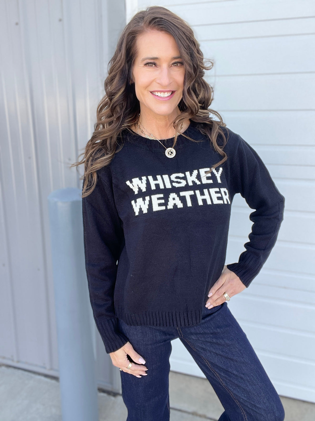 Black Whiskey Weather Sweater