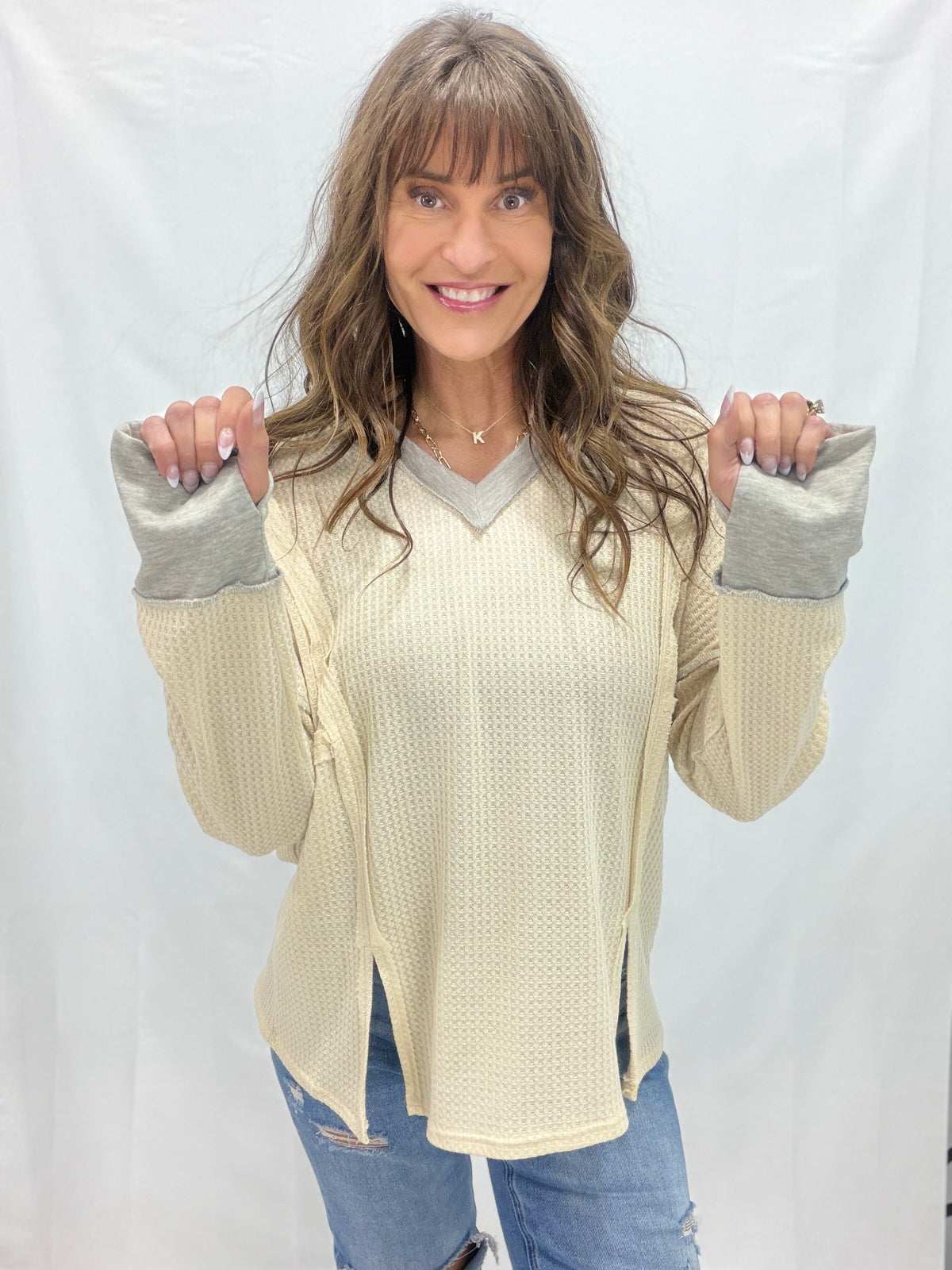 Everyday Ease Waffle V-Neck *Final Sale*