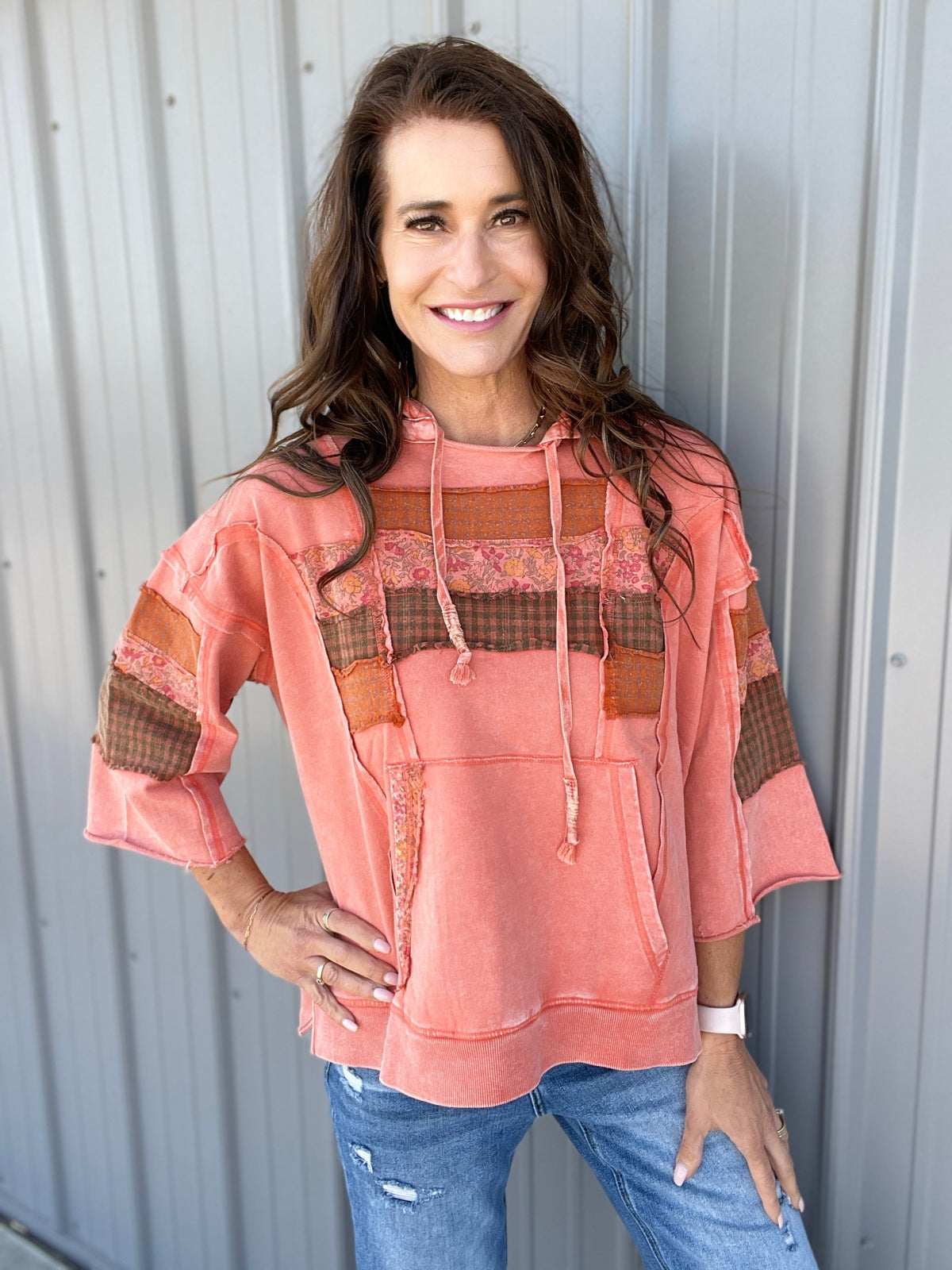 See The Truth Print Mix Hoodie In 5 Colors: Mocha, Green, Orange, Taupe, Ecru *Final Sale*