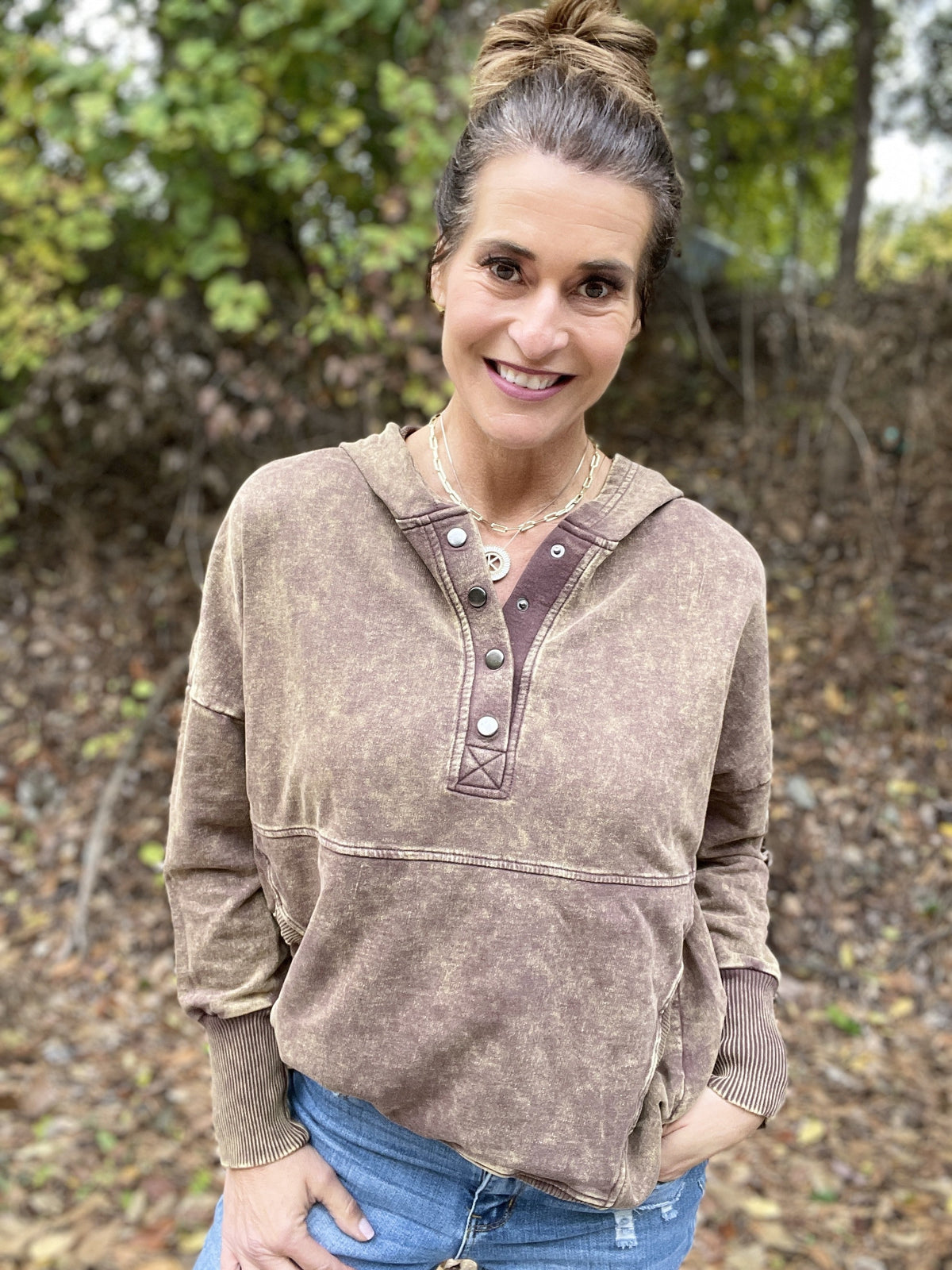Casual Occasions Acid Wash Kangaroo Pocket Hoodie In 4 Colors *Final Sale*