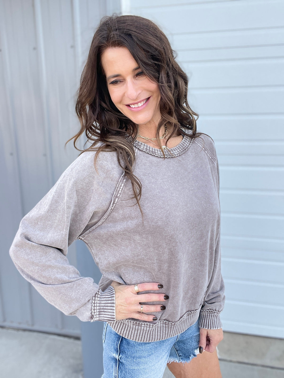 Wait For You Mineral Washed Pullover In 3 Colors: Camel, Olive, Mocha *Final Sale*