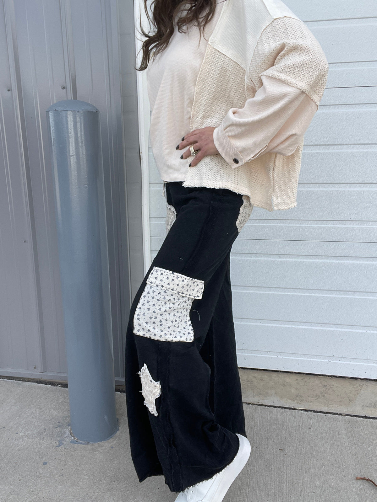 POL Star Light Star Bright Wide Leg Star Patch Pants In 2 Colors *Final Sale*