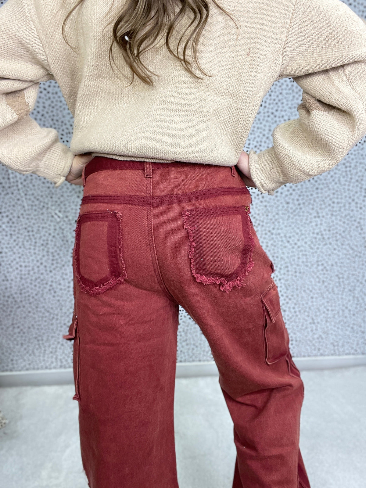 POL End Zone Vintage Wash Joggers In Brick *Final Sale*