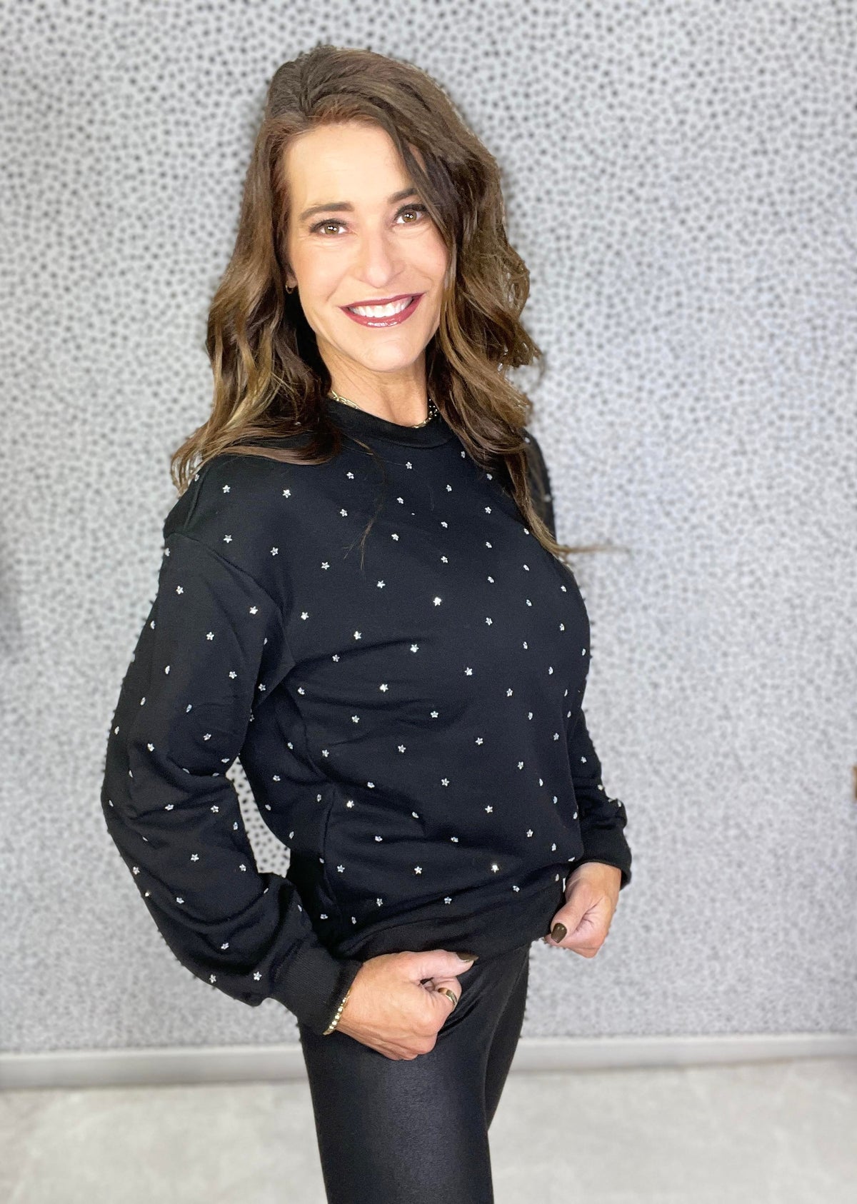 Cosmic Dreams Rhinestone Detail Sweatshirt In 2 Colors