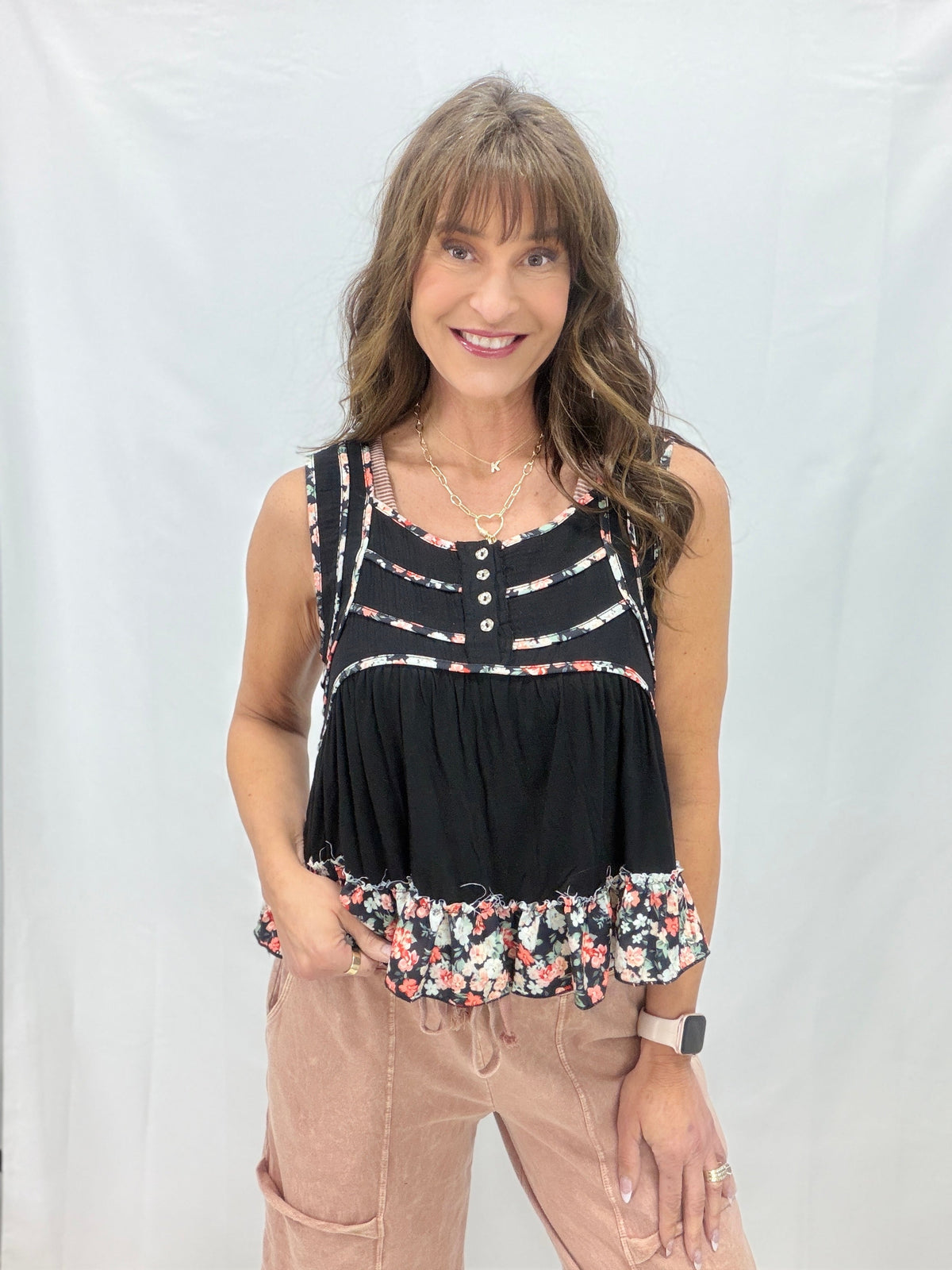 POL Floral Details Sleeveless Top In 4 Colors