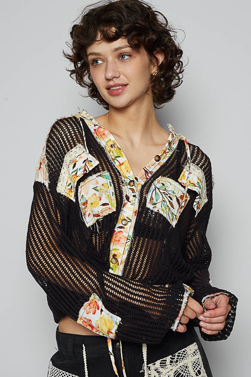 Pol Hoodie Jacket Crochet Top