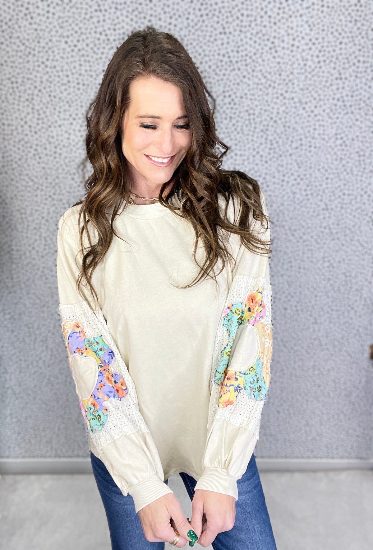 Still Playing Floral Patch Long Sleeve Top In 5 Colors *Final Sale*