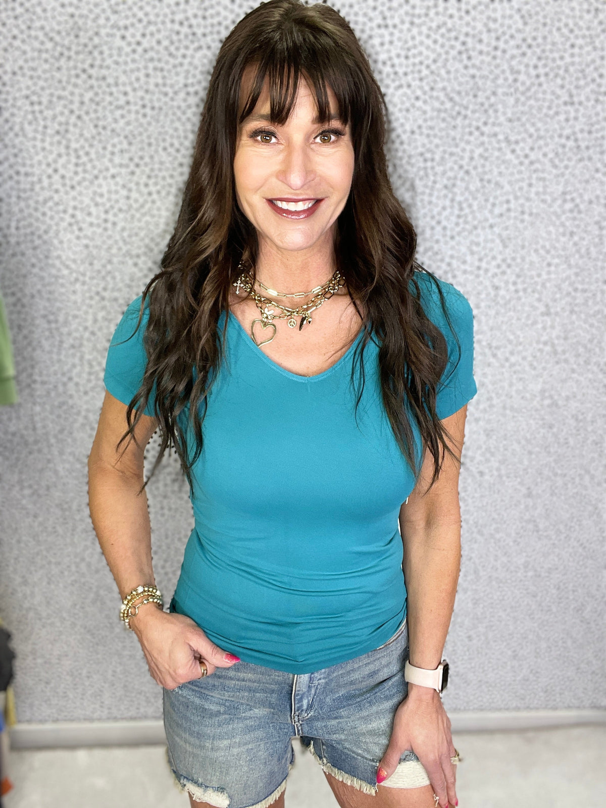 Everyday Great Scoop Neck Reversible Short Sleeve Top In Ten Colors