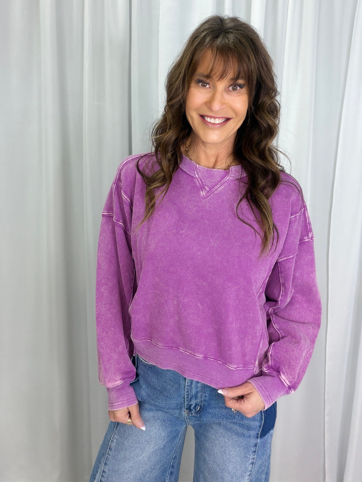 All Day Long Terry Knit Top In Orchid *Final Sale*