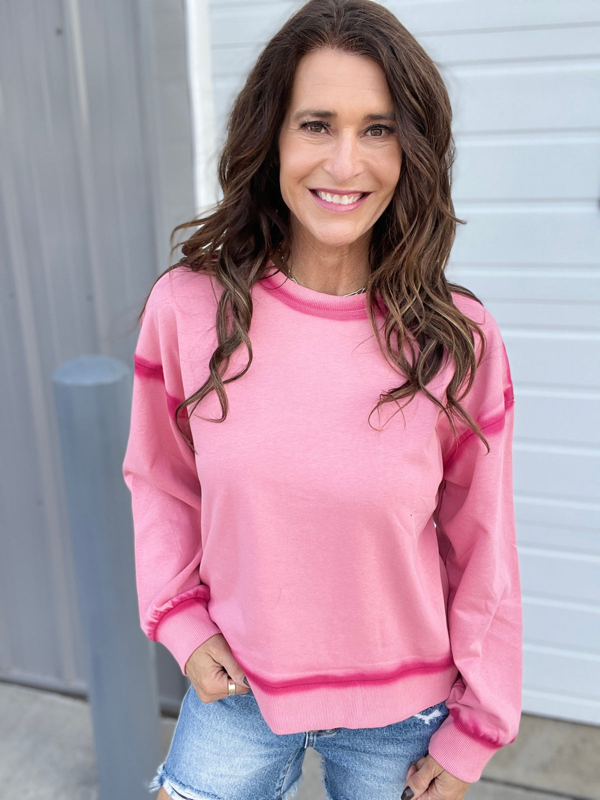 Let's Dream Faded Oil Washed Pullover In 4 Colors: Rose, Grey, Denim Blue, Taupe