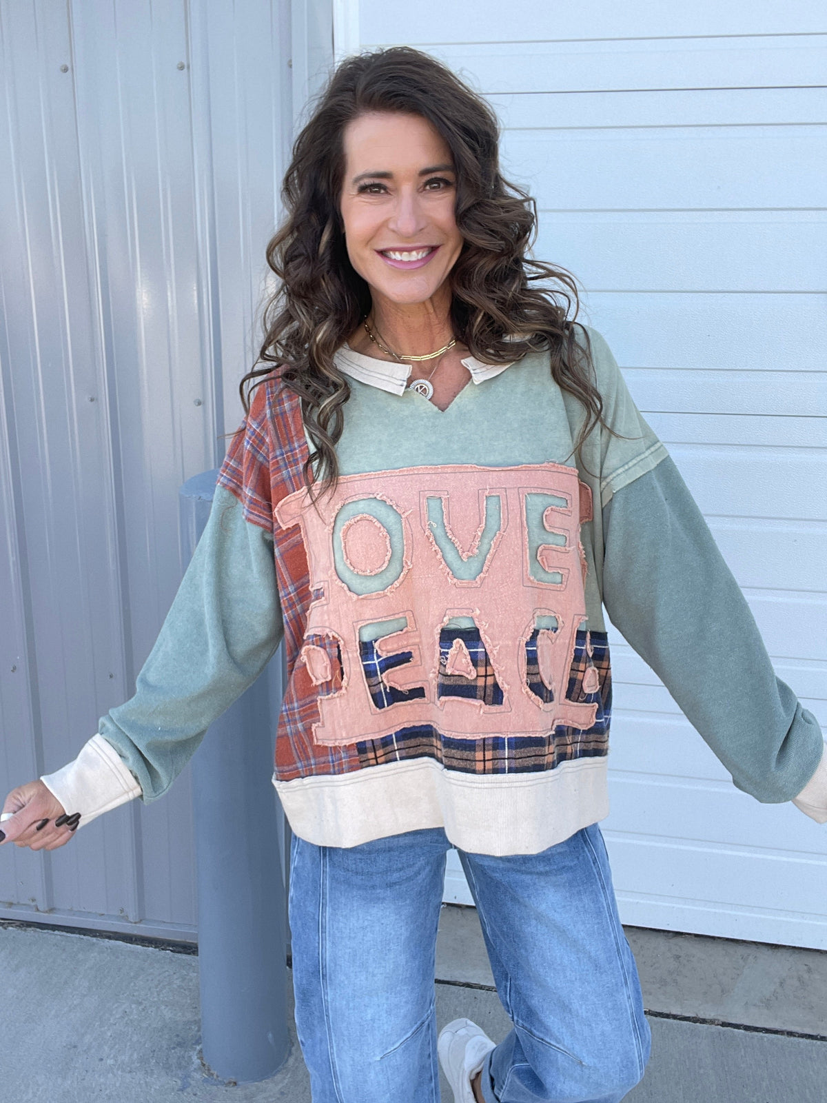 Oli & Hali Heart And Harmony Long Sleeve Terry Knit Pullover Top In 2 Colors *Final Sale*