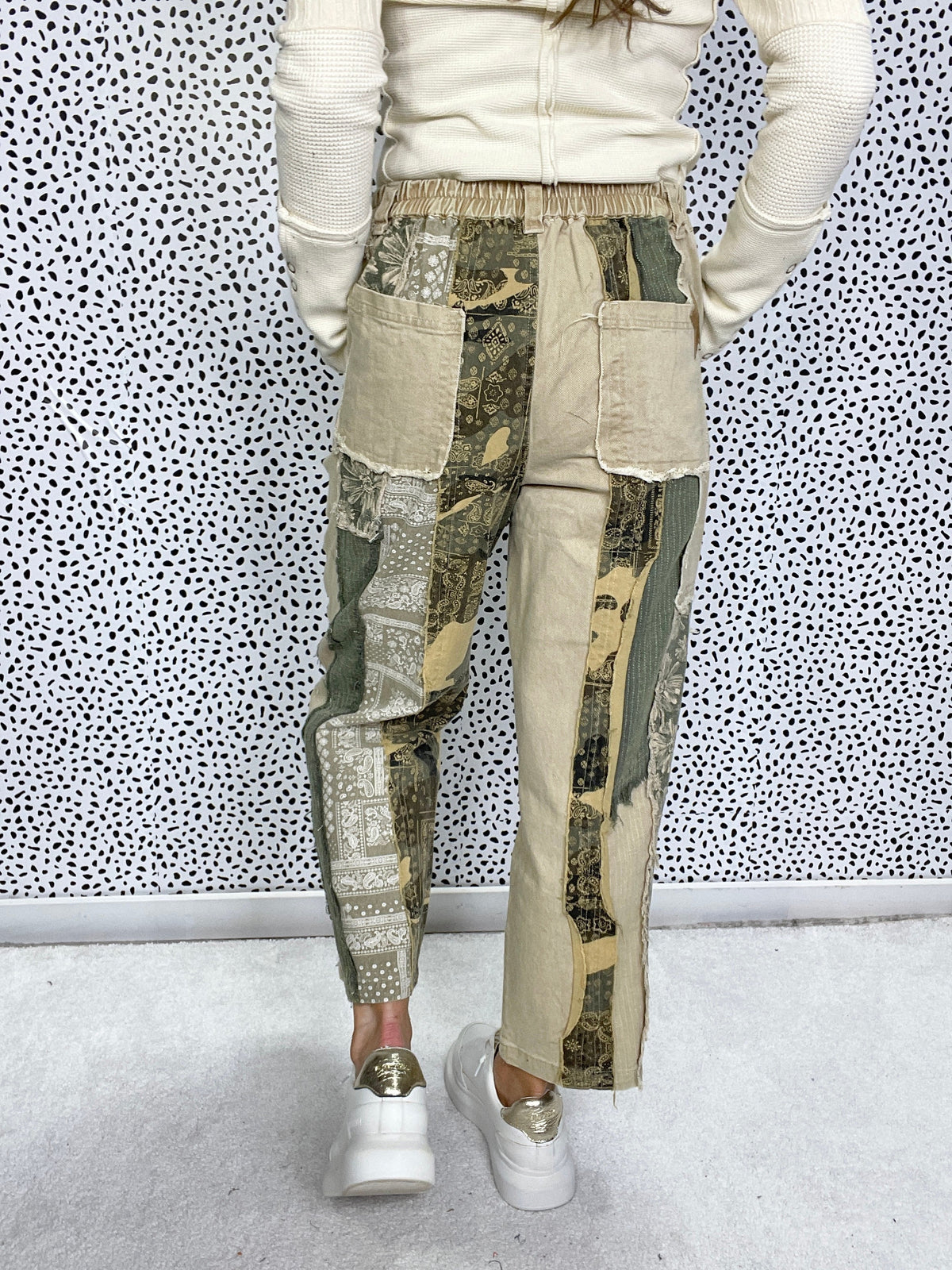 Oli & Hali It's Your Thing Washed Patchwork Twill Bottoms In 2 Colors *Final Sale*