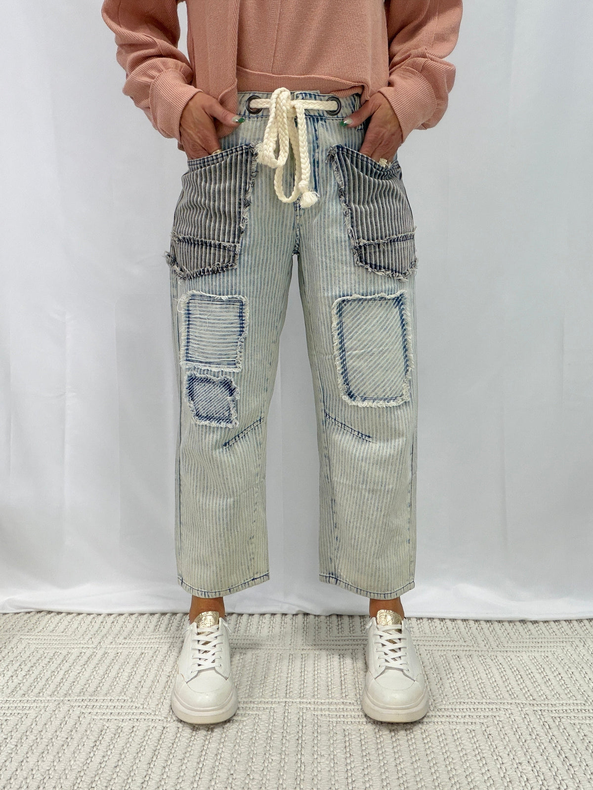 Oli & Hali Sweet Horizon Stripe Pants In Blue