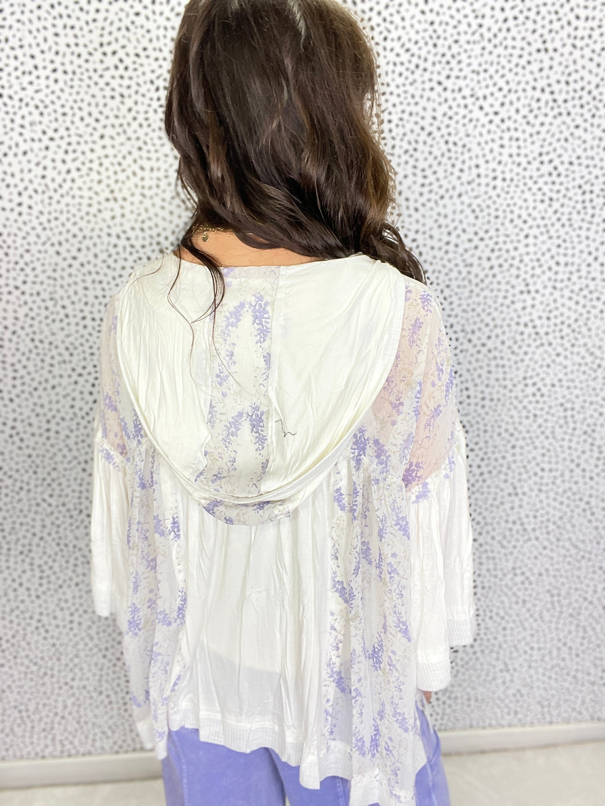 Pol Flora Breeze Mixed Hoodie Top in 2 Colors