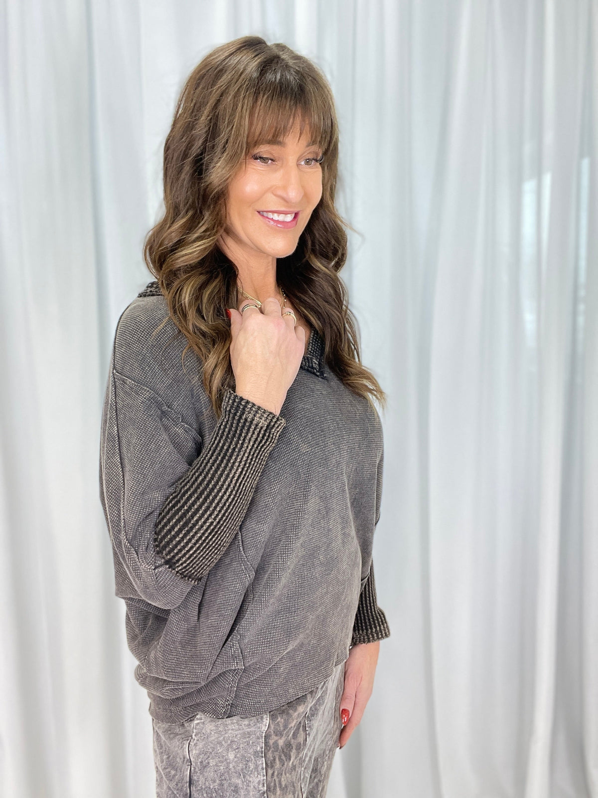 Style It Up V-Neck Thermal Top In 2 Colors *Final Sale*