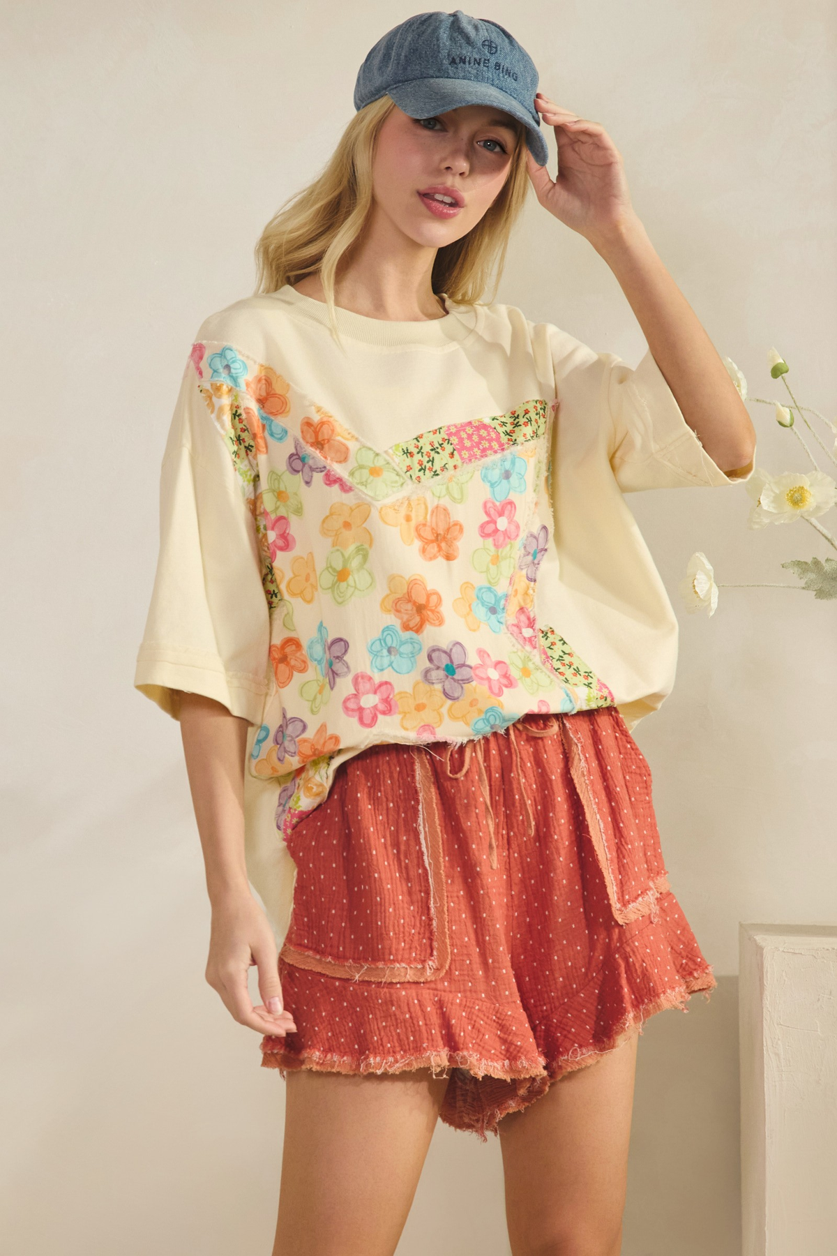 Prove Me Right Meadow Patchwork Top In Cream