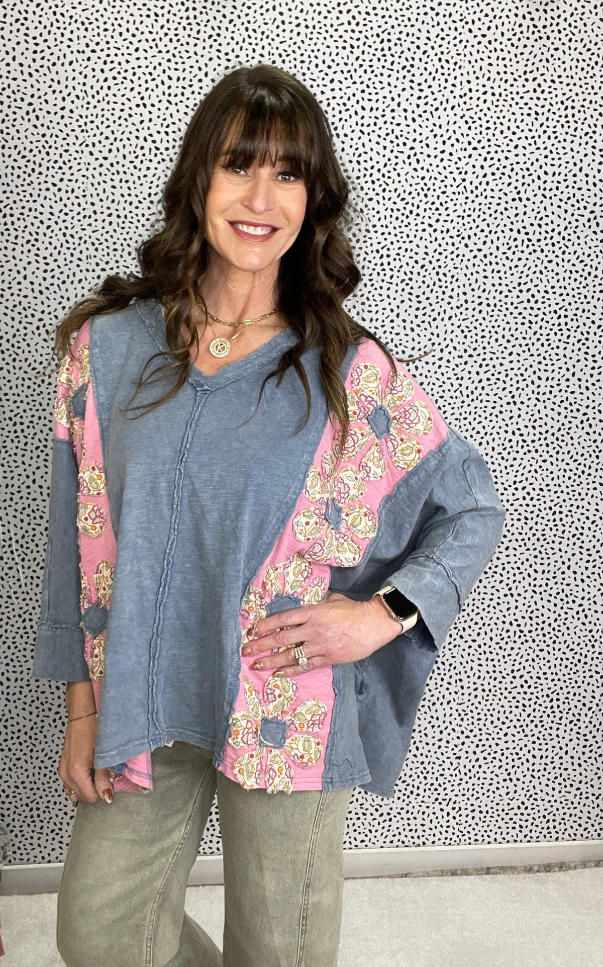 Groovy Petals Flower Patch Drop Shoulder Top In 2 Colors *Final Sale*