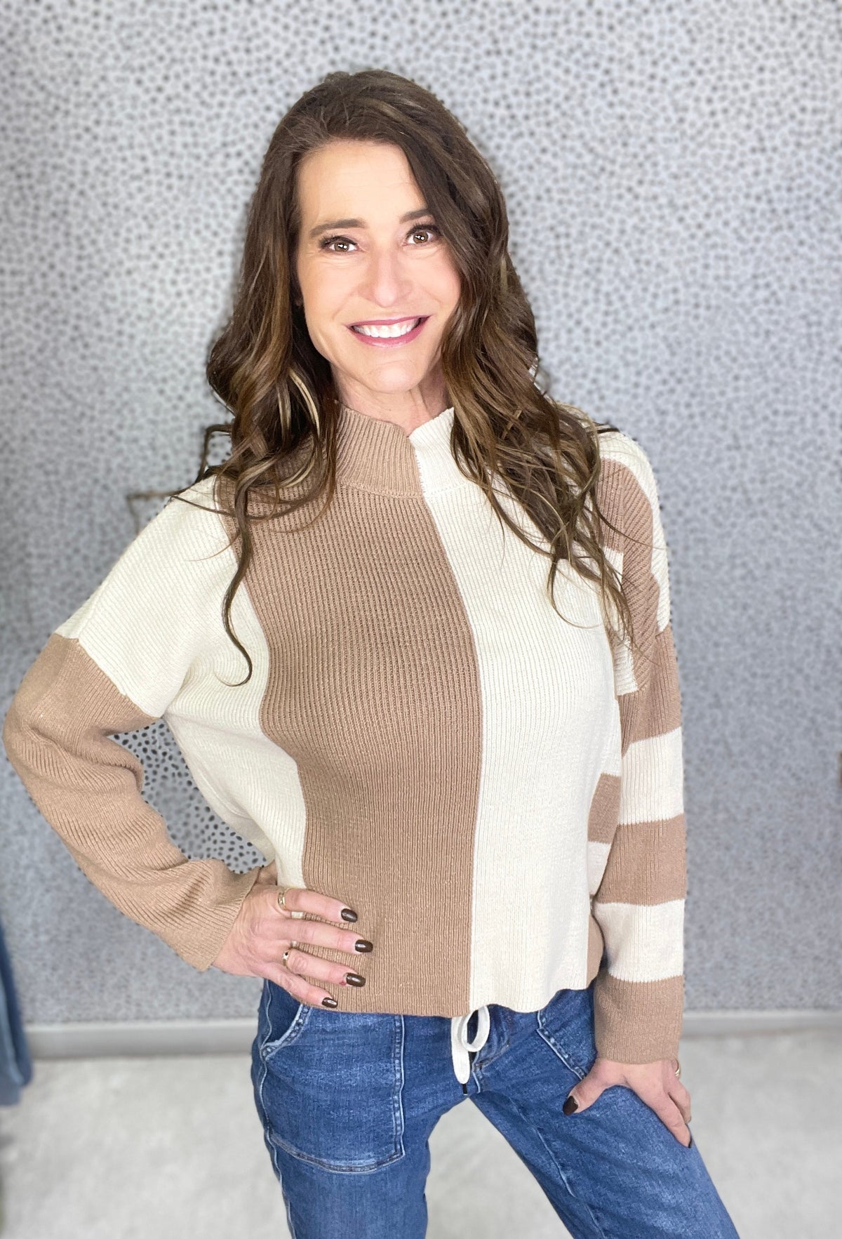 Secret To Hold Mock Neck Striped Sweater In 2 Colors *Final Sale*