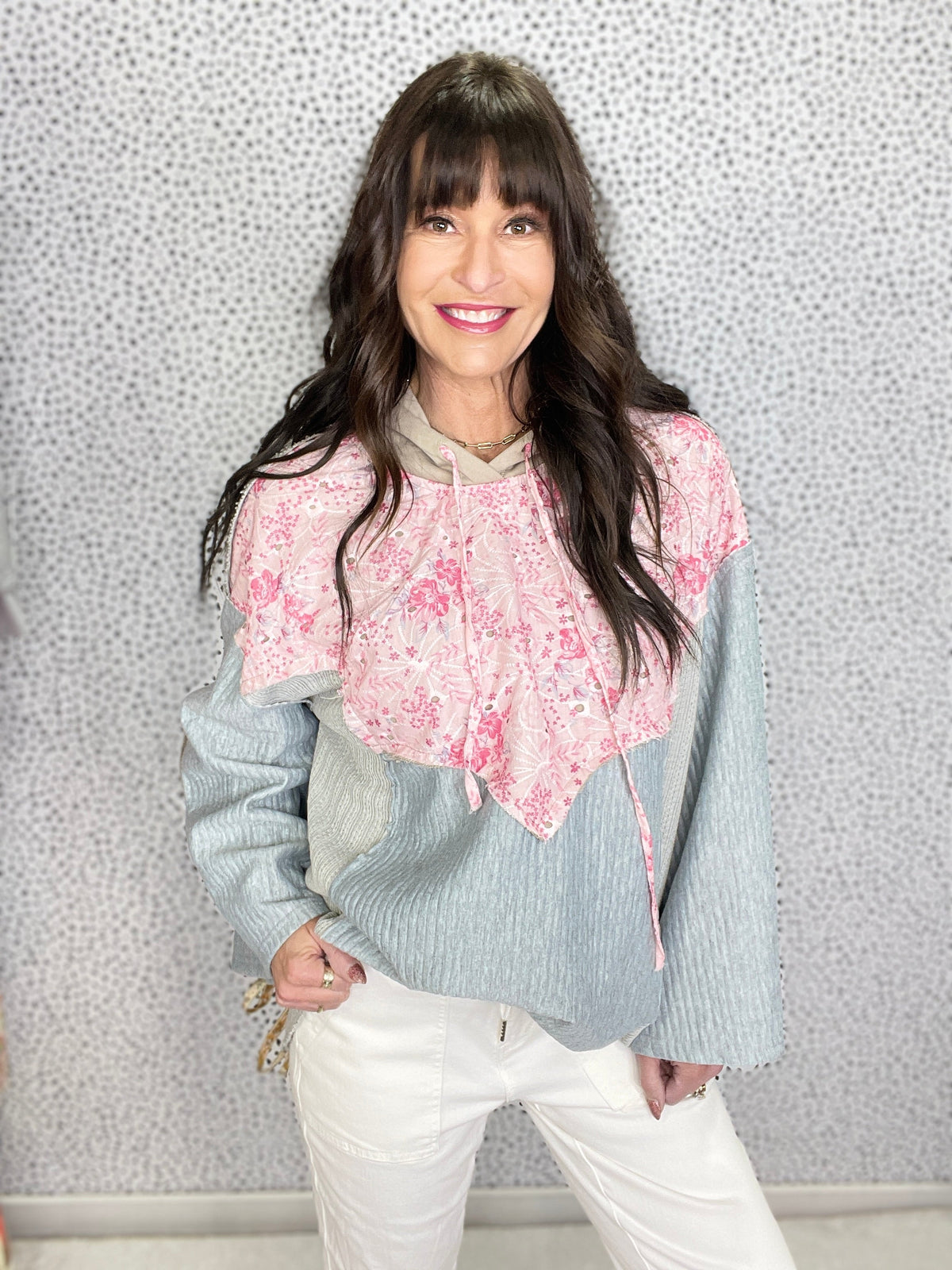 POL Higher Places Hooded Bell Sleeve Top In Grey *Final Sale*