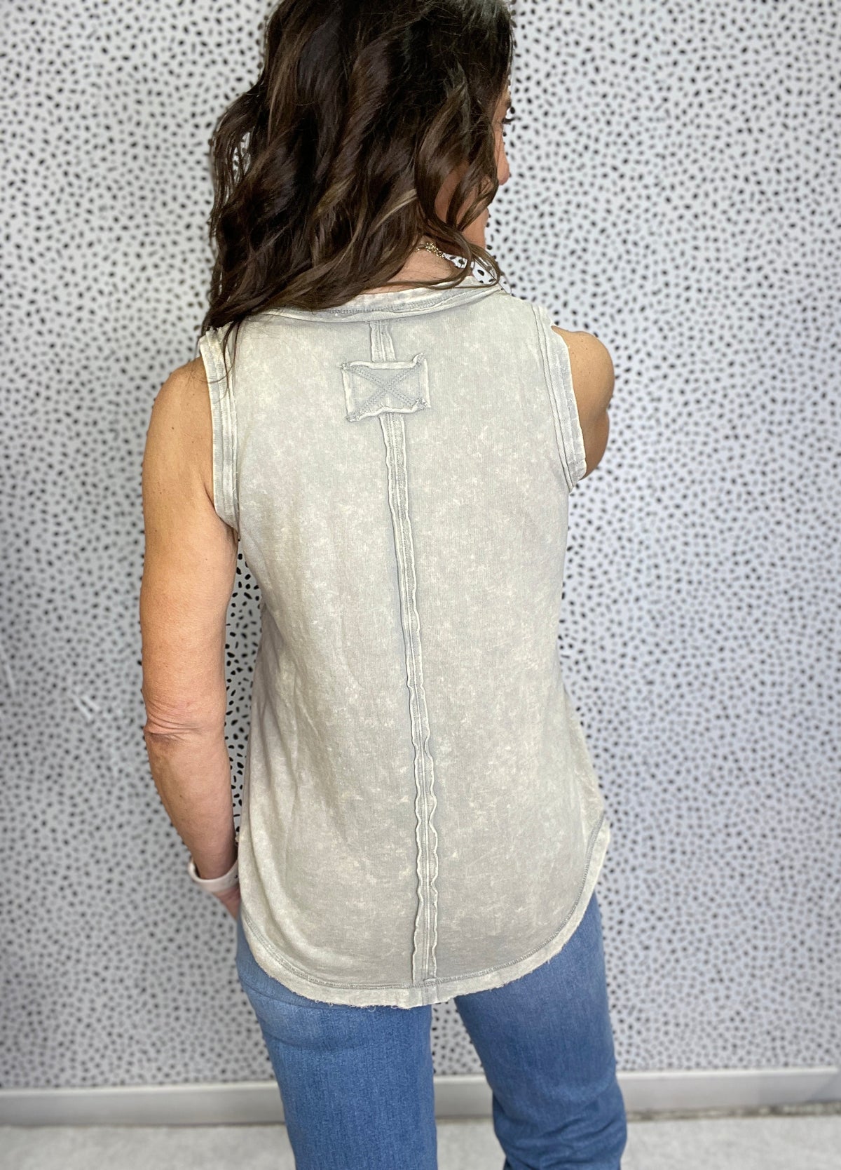 Summer Time Slip Away Sleeveless Henley Raw Edge Top In 8 Colors *Final Sale*