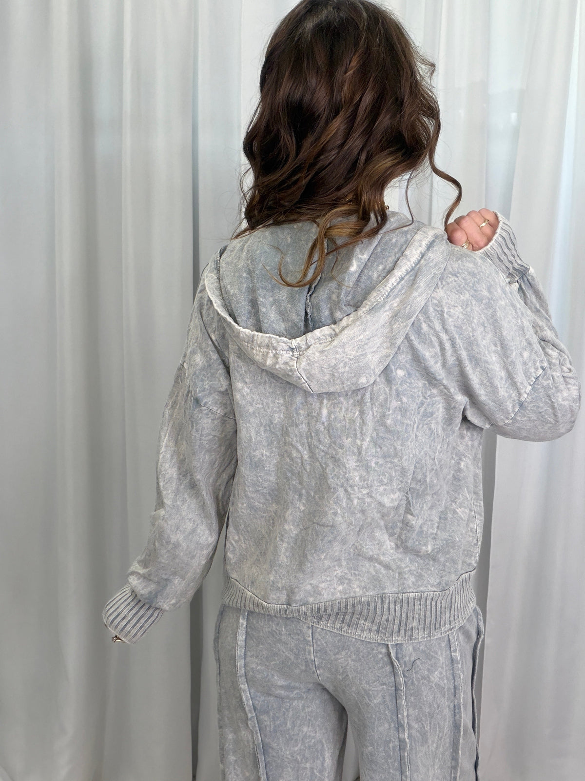 Lucky Lady Ribbed Accent Lightweight Hoodie Top In 3 Colors