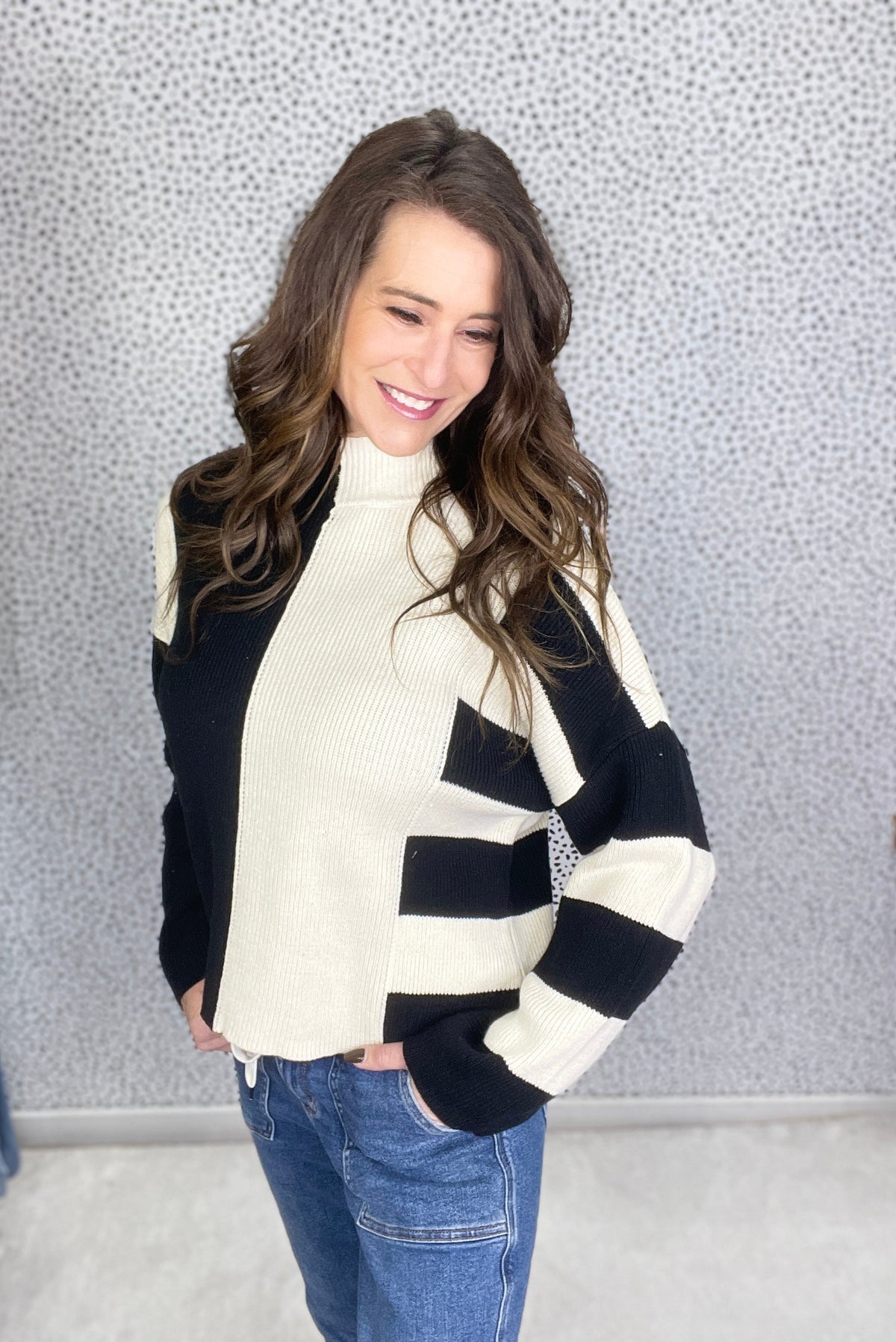Secret To Hold Mock Neck Striped Sweater In 2 Colors *Final Sale*