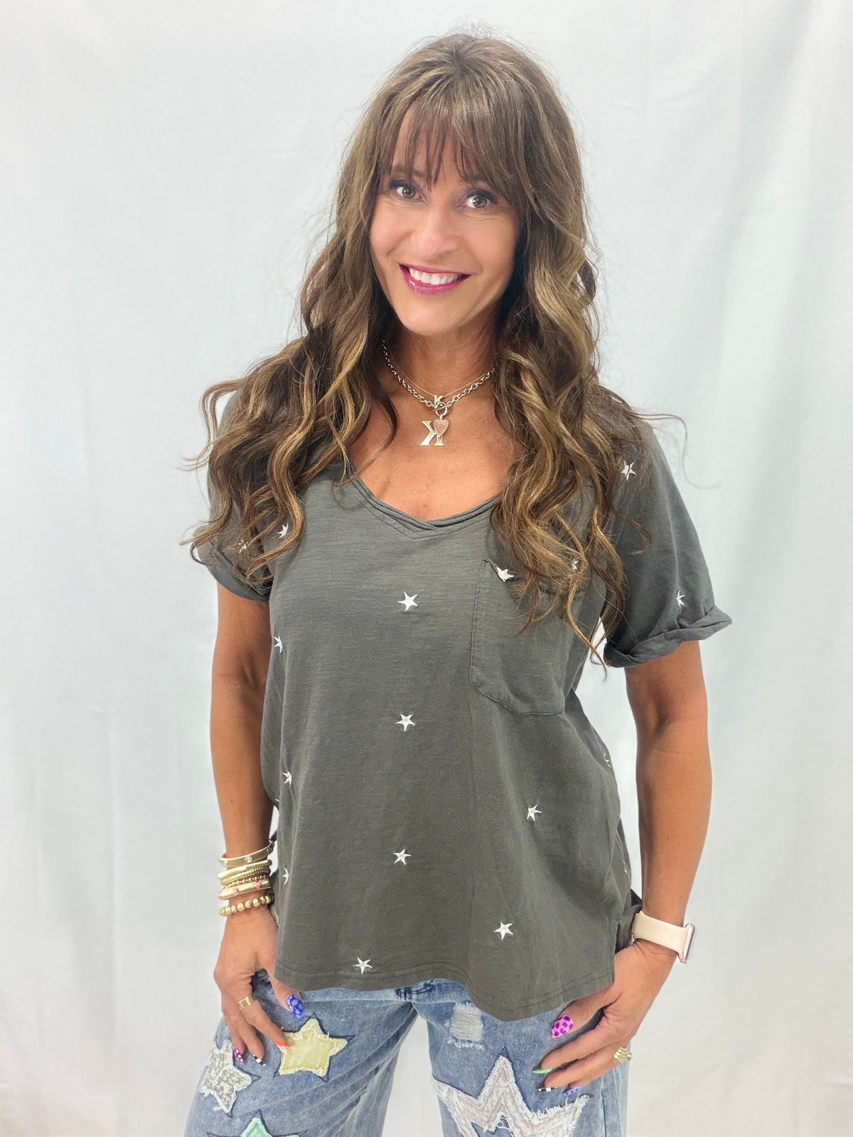 Moonlit Mood Embroidery Washed Top In 2 Colors