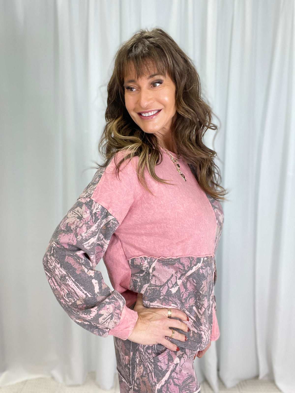 Look Around Block Tree Camo Sweatshirt In 2 Colors *Final Sale*